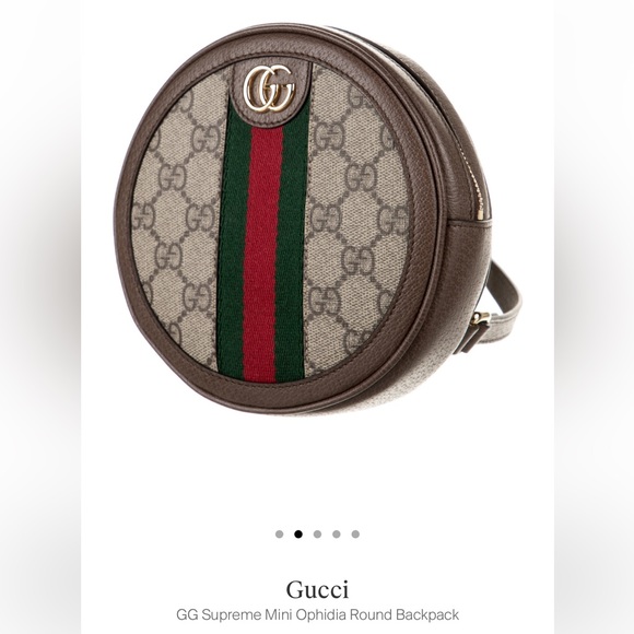 Gucci Handbags - {Gucci} GG Supreme Mini Ophidia Round Backpack